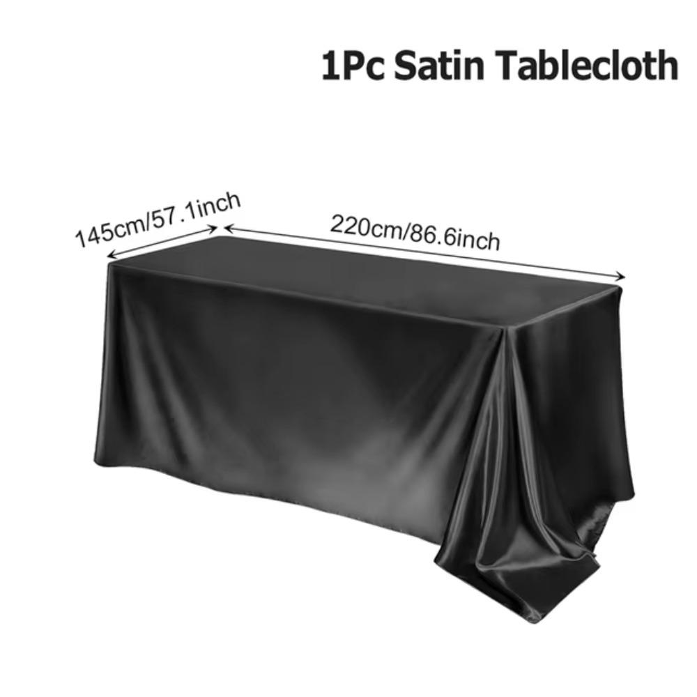 Wedding Party Supplies Satin Table Cloth White Pink Solid Color Table Cover Rectangle Tablecloth