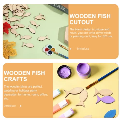 Ibasenice 100-Piece Set of Fish Wood Figures, Animal Wood Chips, Wooden Tags, Blank Wood Hanging Tags for DIY Wood Crafts, Entrance Ceremonies, Gradua