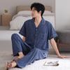 Pajamas Men's Summer Cotton Short Sleeve Trousers Thin Summer 1011 New Men's Large Size Summer Loungewear