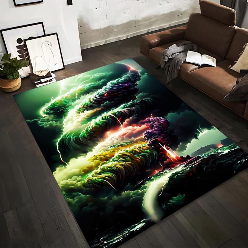 

Colorful Storm Cloud Design Carpet with Vibrant Glow Art Style Suitable for use as an anti-slip for living room bedroom sofas 40x60cm( 15x23in )