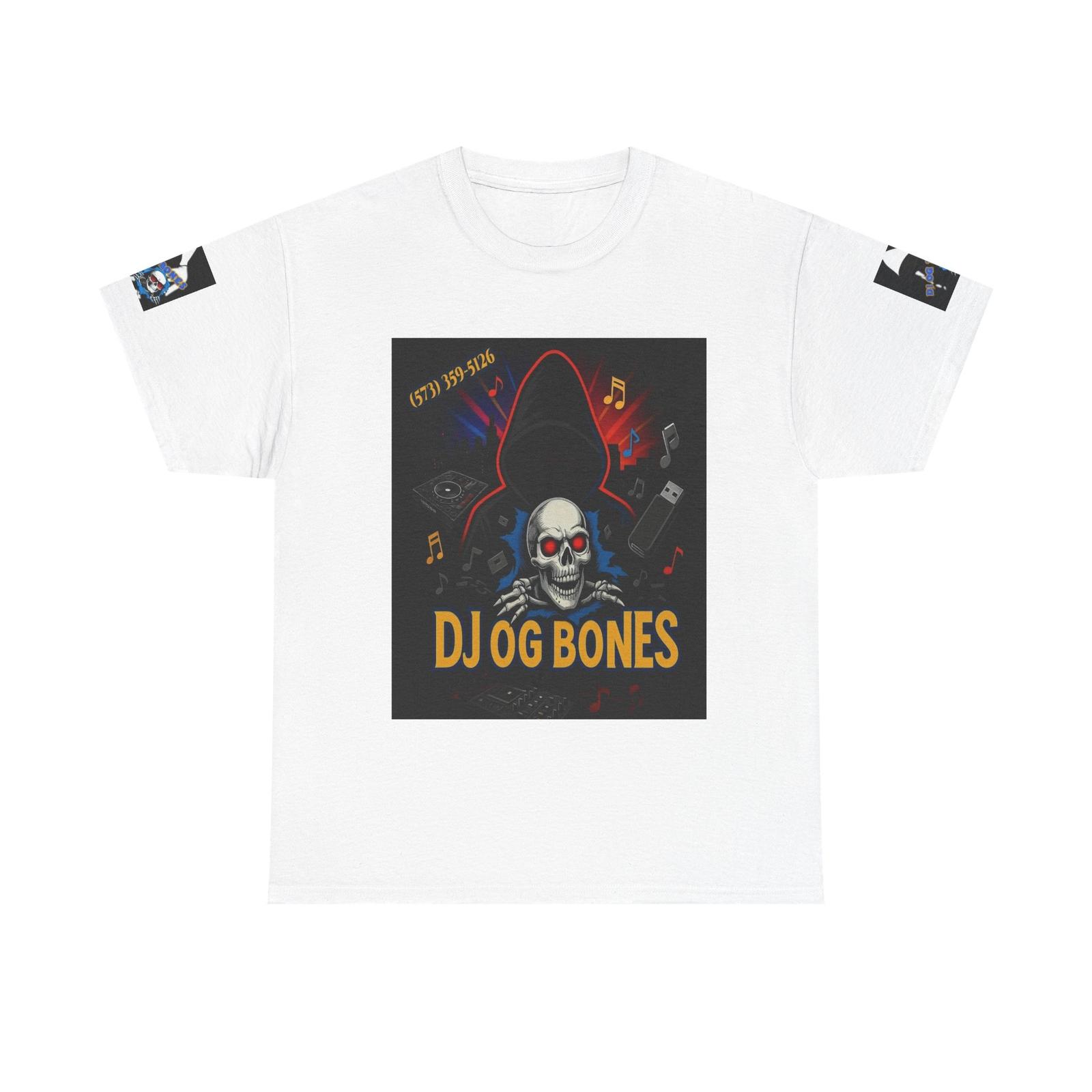 DJ OG Bones Graphic Tee, Skull Music Shirt, Unisex Heavy Cotton Tee, Festival S