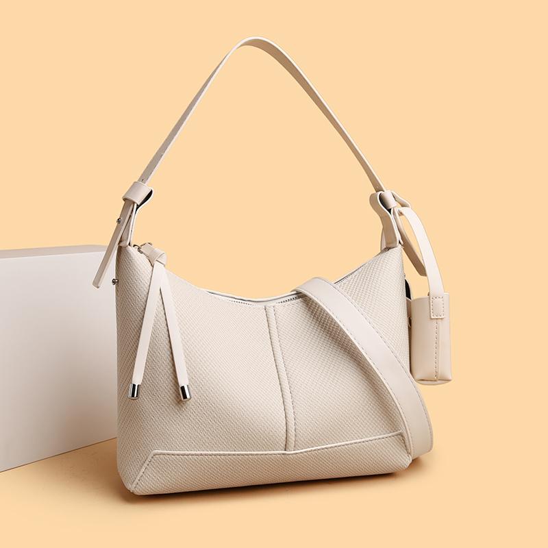 Women's Textured Hobo Bag Stylish Shoulder Bag with Detachable Small Pouch for Daily Use