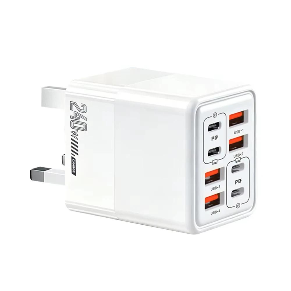 8 In 1 PD 240W Charger Fast Charging Phone Charger Power Adapter For iPhone Samsung Xiaomi Huawei EU/US/UK Plug Wall Charger