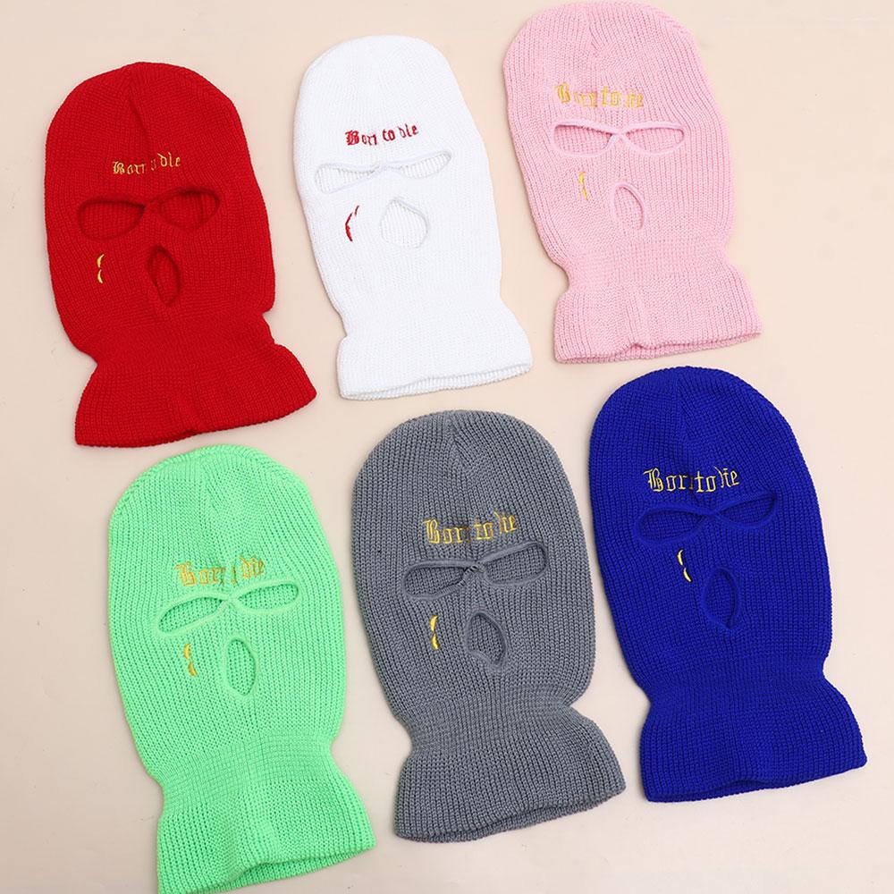 Men Women Thermal Knitted Full Face Cover Ski Mask Neck Warmer 3 Hole Balaclavas