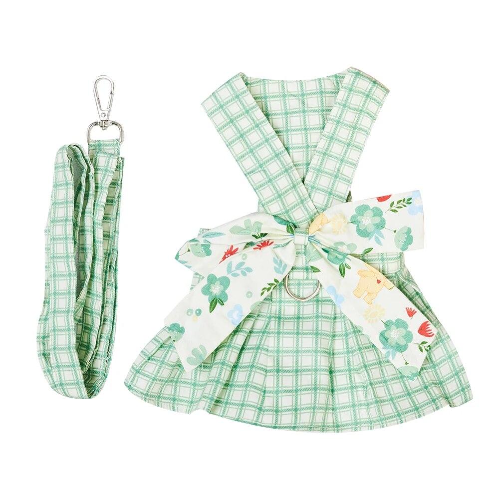 

Летние платья для собак с поводком, одежда для домашних собак, галстук-бабочка, платье с бюстом на спине, одежда для щенков, милый модный наряд, предмет для домашних животных XXL зелёный