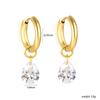 Fashion Light Luxury Water Drop Zircon Earrings Niche High Sense Geometric Round Horse Eye Zircon Earrings Stainless Steel Ear Buckles