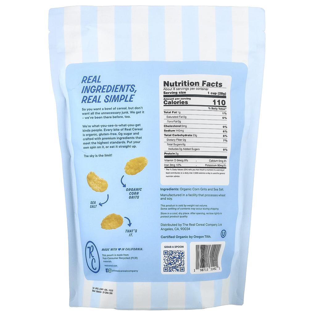 The Real Cereal Co, Organic Corn Flakes, 240g (8.4oz)
