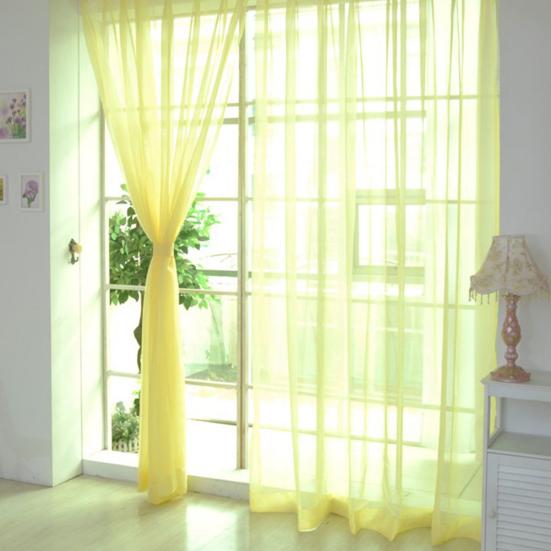 Solid Color Tulle Voile Door Window Curtain Drape Panel Sheer