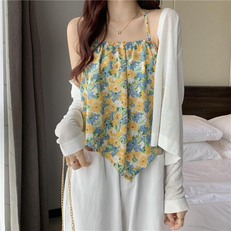Women's Loose Floral Halter Neck Camisole - Summer 2025 Trend