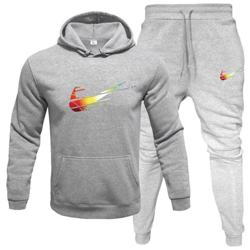 Mens Tracksuit Set Long Sleeve Hoodie Sweatshirt Sweatpants Casual Sportswear Youth Fashion