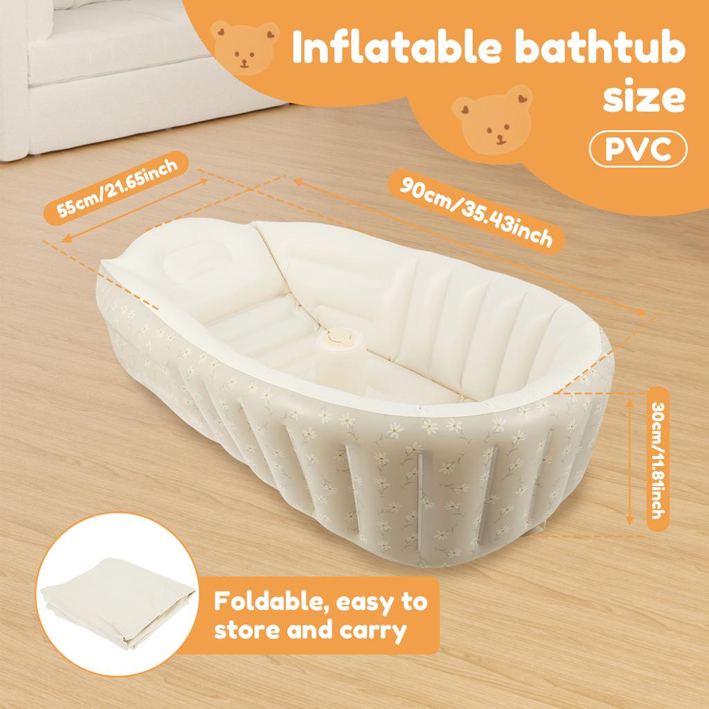 Baby Inflatable Bathtub Baby Portable Outdoor Inflatable Pool Anti Slip Infant Bath Tub PVC Folding Learning Seat for Home