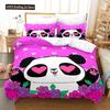 3D Panda Duvet Cover Set King Size Cute Panda Bamboo Bedding Set Black White Bear Polyester Quilt Cover For Boy Kid For Bedroom