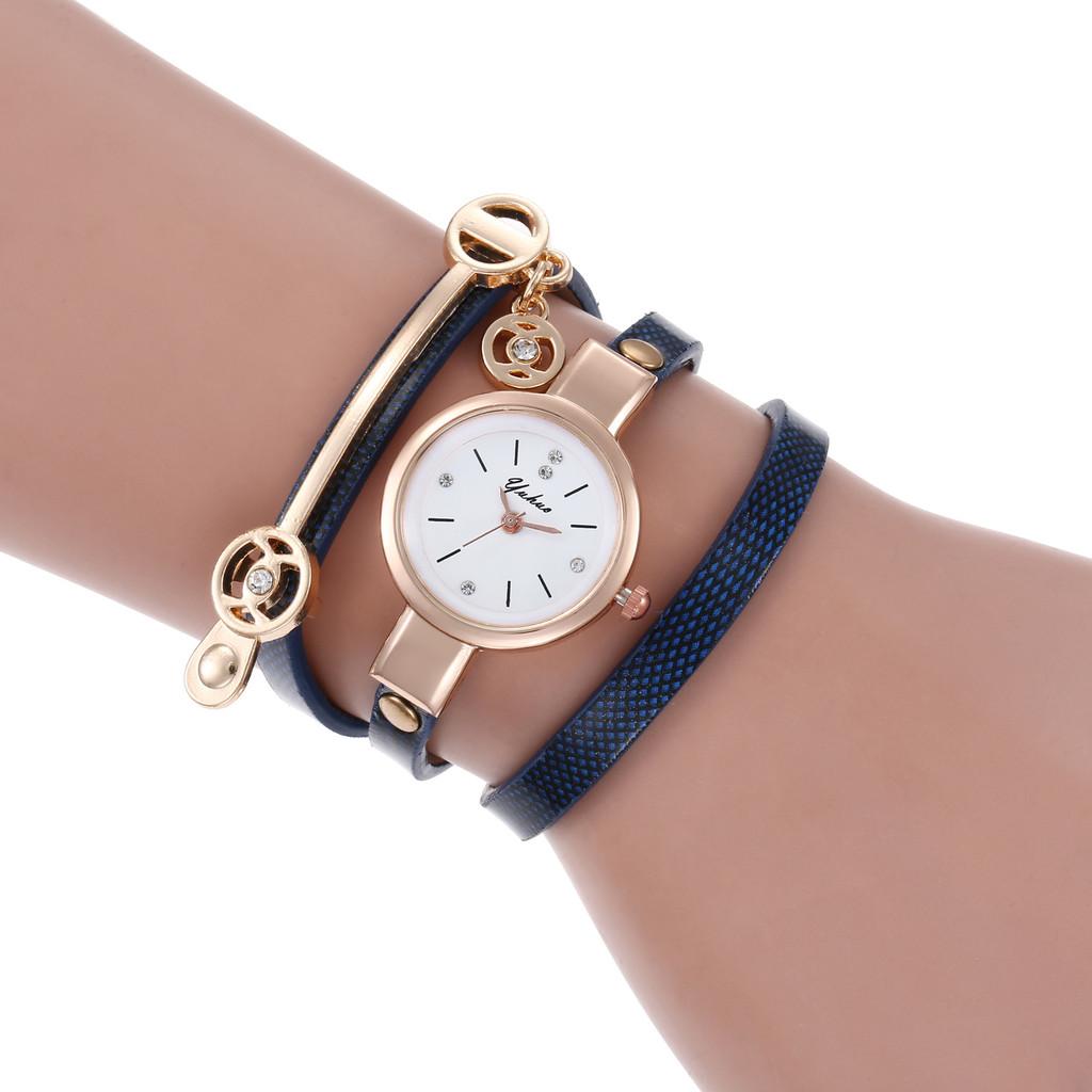 

Womens Casual Quartz Watch With Leather Strap For Daily Wear королівський синій колір