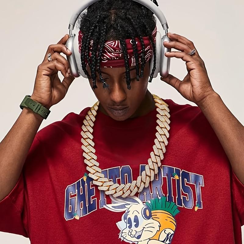 Iced Out CZ Stone Men jewelry Hip Hop Micro Pave Cuban Link Chain High Quality Heavy Chunky Necklace 2 Rows Cubic Zirconia