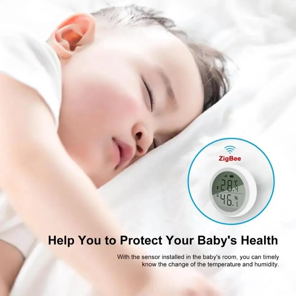 ZigBee Smart Thermometer – Indoor Temp & Humidity Sensor with LCD, APP & Voice Control (Alexa/Google Home)