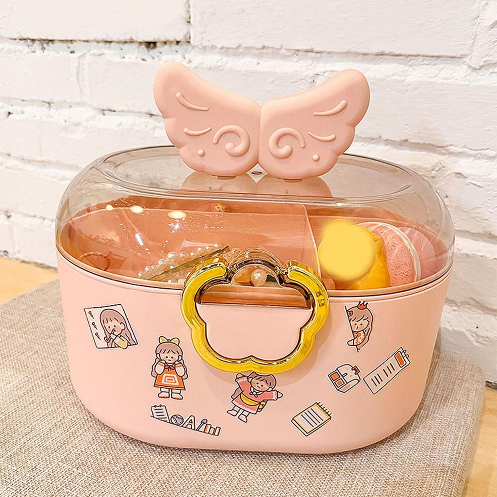 Children Cartoon Hair Accessories Box Dustproof Divided Large Capacity Hairpin with Lid for Kids
