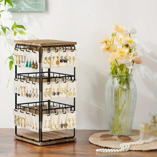 Earring Display Stand with 48 Hooks Earring Display Holder for Vendors 360 Degree All-Round Display Necklaces Bracelets Earring