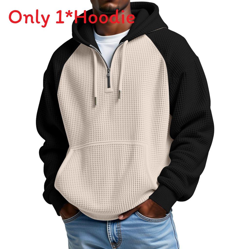 Streetwear Hoodie With Colorblock Pattern And Pouch Pocket For Casual Men