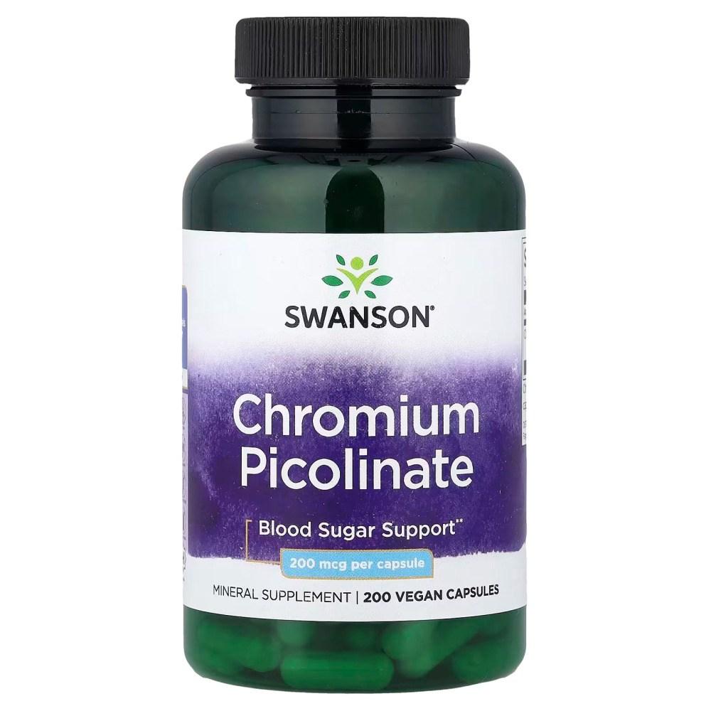 Swanson Chromium Picolinate 200mcg 200 Capsules 6 pcs