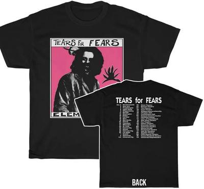 100% katoen TOPS UNISEX T-SHIRTS HEREN DAMES Tears For Fears Elemental Tour dubbelzijdig zwart T-shirt Heren Dames klassiek