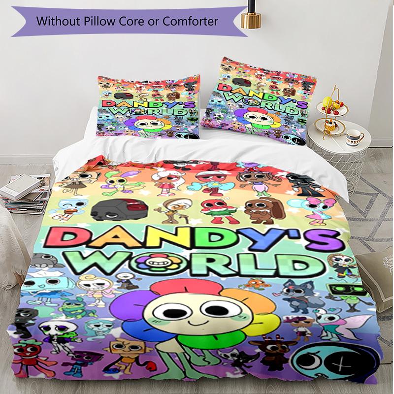 3pcs Duvet Cover Set (1*Duvet Cover + 2*Pillowcase, Without Core), Dandy's World Print Soft All‑Season Bedding Set, Home Bedroom Decor Gift