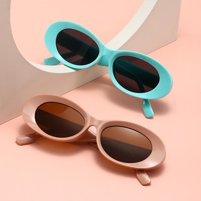 2PACK Versatile Fashion Sunglasses New Oval Frame Sun Glasses Retro Small Frame Eyeglasses Y2K Street Po Glasses Female