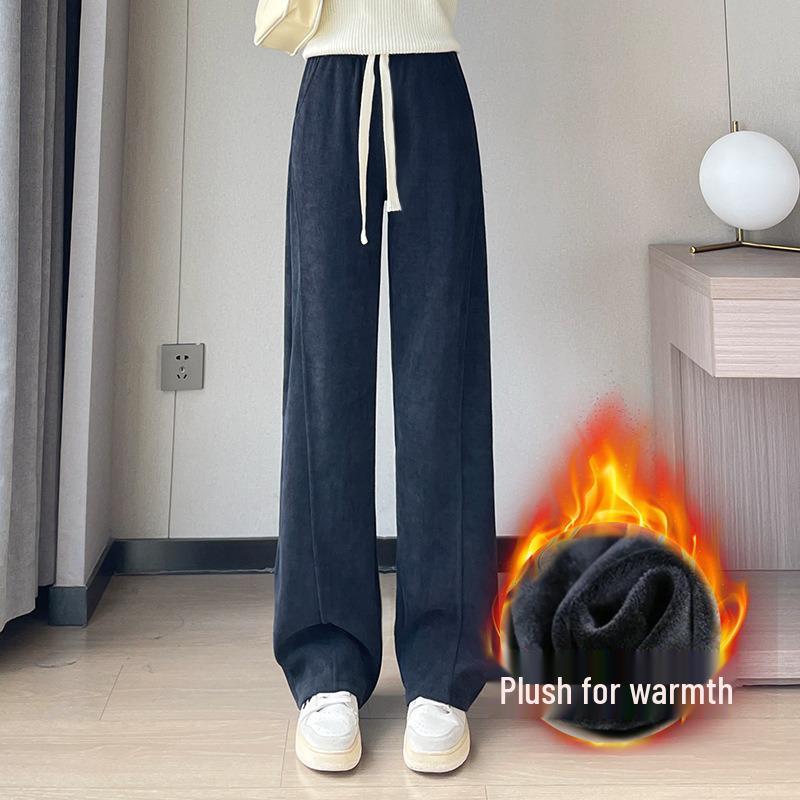 

European Cotton Women s Wide-Leg Pants: Spring/Fall 2025 Edition, Winter Plus Velvet Slimming Banana Style XL [57.5-65 kg]