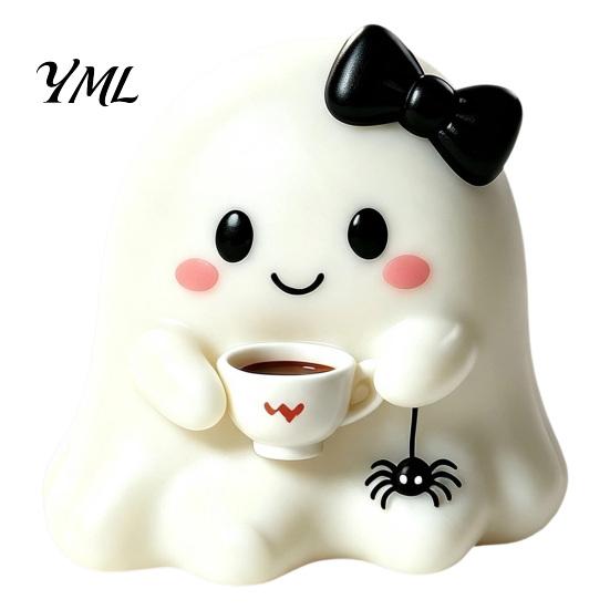 Halloween Ghost Decor Resin Figurine, Creepy Witch Hat Statue, Statue Pumpkin Reading Ornament for Holiday Party Decoration Desktop
