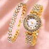 Fashion Roman Numeral Women's Watch & Bracelet Set with Diamond Inlay