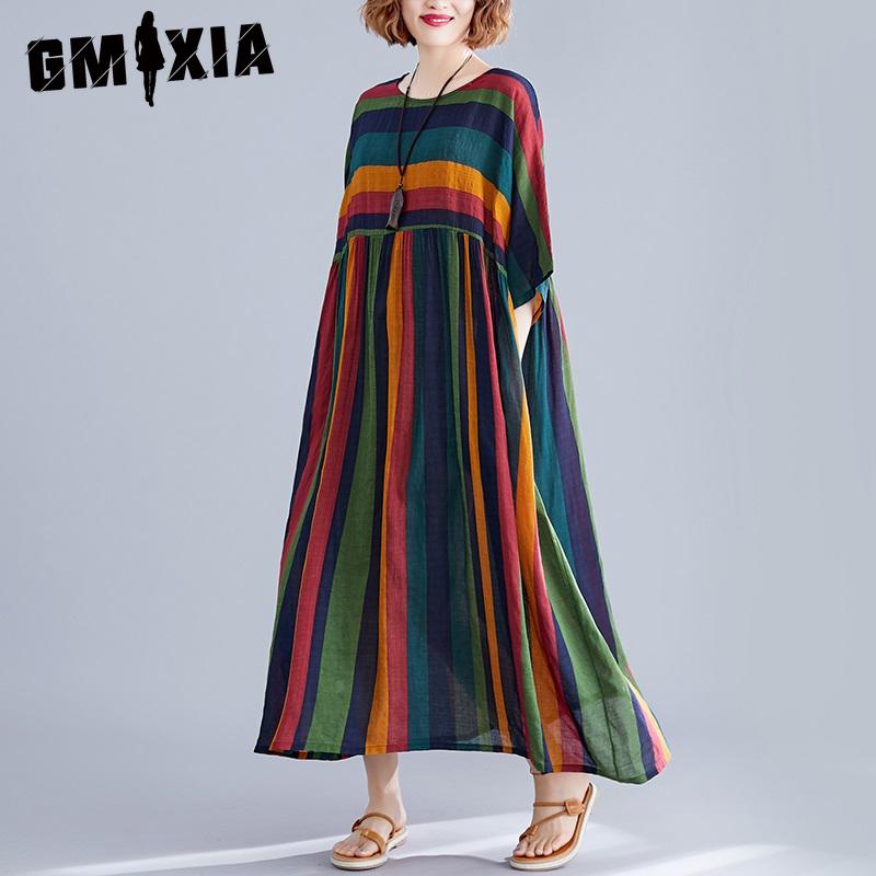 GMXIA Women's Fashion Summer Spring Short Sleeve O-Neck Casual Dresses Anteef Lightweight Oversized Dress