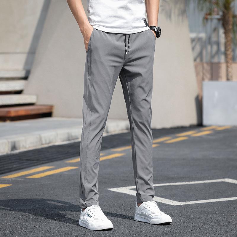 2023 Men's Ice Silk Quick-Dry Straight Loose Pants - Comfortable, Elastic, Slim Fit