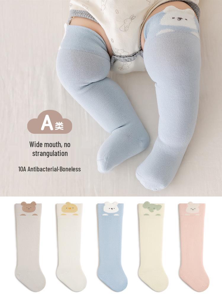 Cartoon Infant Over-Knee Cotton Socks - Seamless & Soft for Newborns