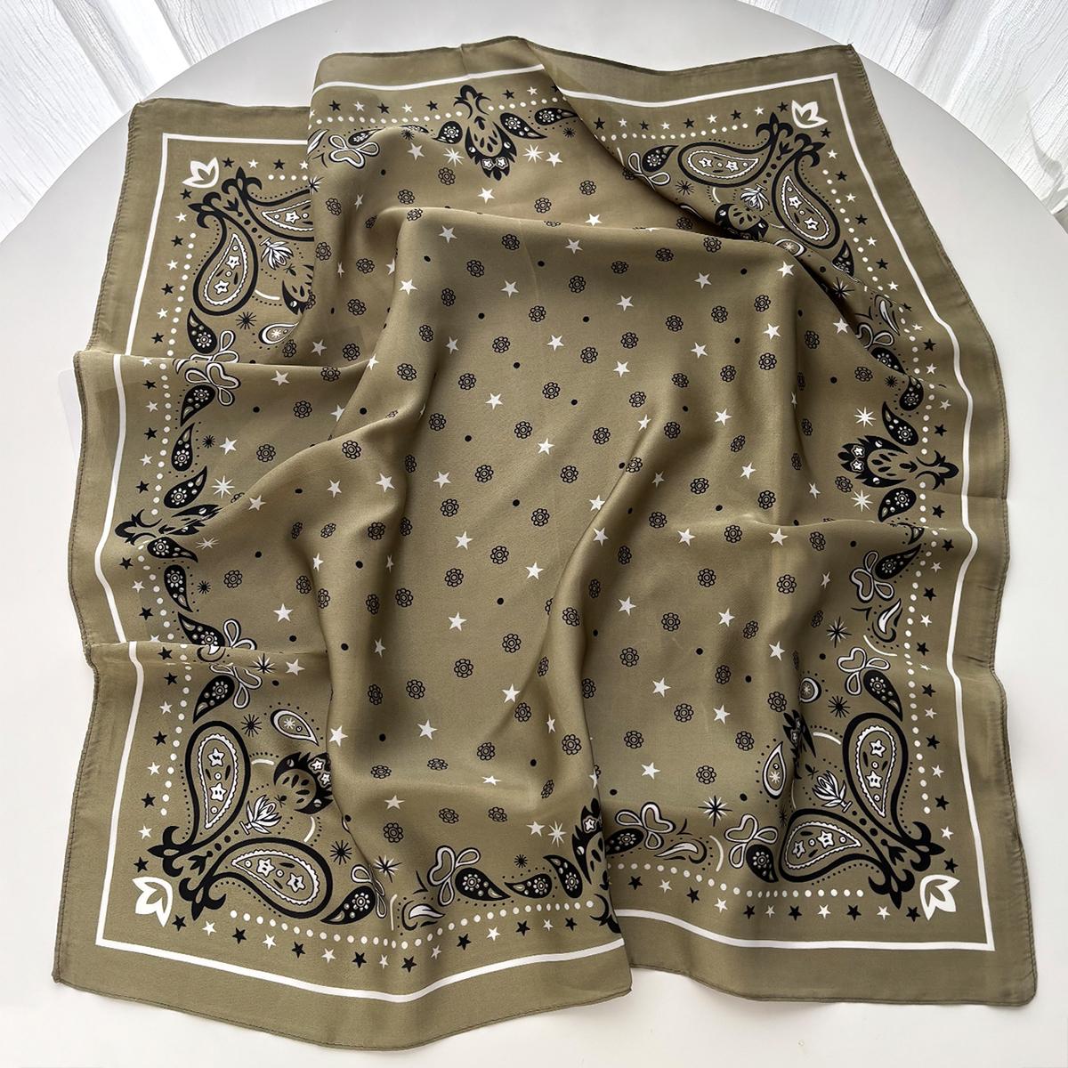 

Luxury 70*70cm Square Silk Scarf For Women Retro Shawl Warps Elegant Neckerchief Bandanas Hijab Soft Stain Scarf For Daily Wear
