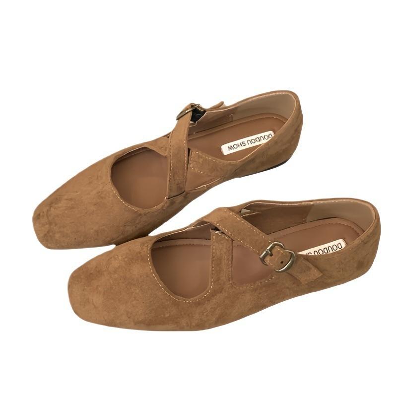 French Retro Cross-strapped Mary Jane Shoes Leopard Print Light Mouth Not Tired Feet Single Shoes Fairy Soft-soled Ballet Flats