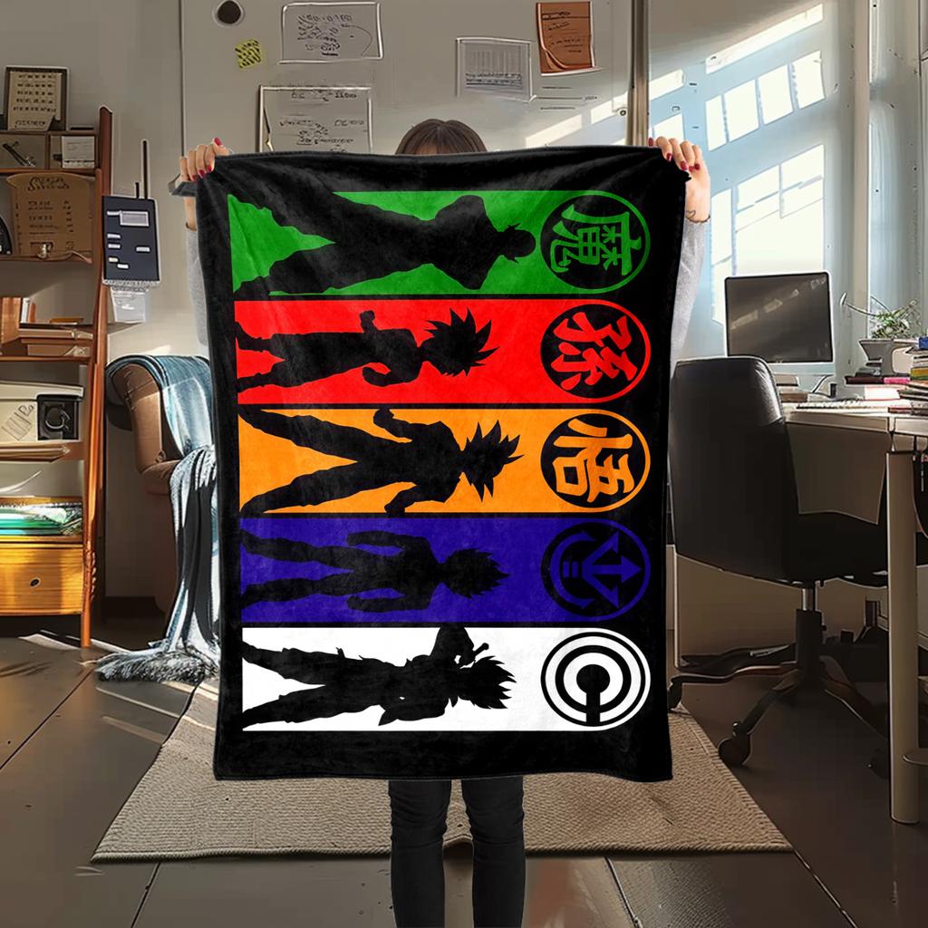 1 Stück DRAGON BALL Aufdruck Flanelldecke, Hohe Qualität für alle Jahreszeiten, Heimdekoration, Wärme und Komfort, Perfekt für Weihnachtsgeschenke