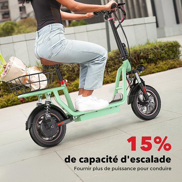 iScooter Electric Scooter I12 25KM/H 500W 7.5Ah 12 Inch Pneumatic Road Tire 30-35KM Range with Basket GREEN Color