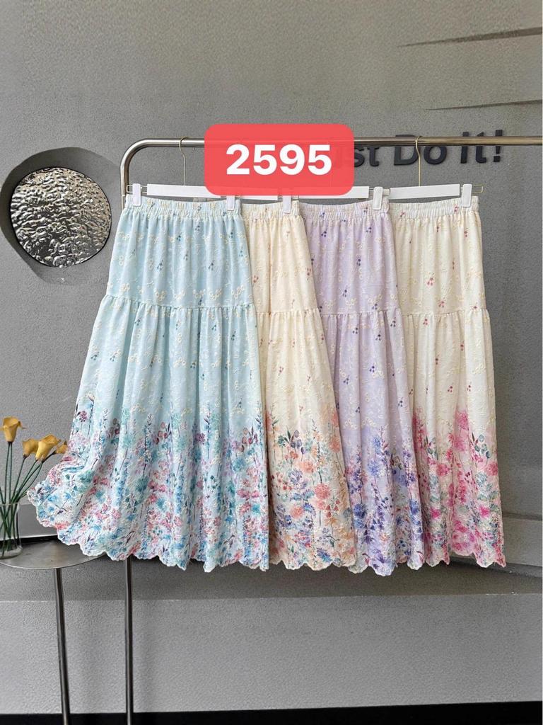 High-Waisted Floral Embroidery A-line Mid-Length Skirt
