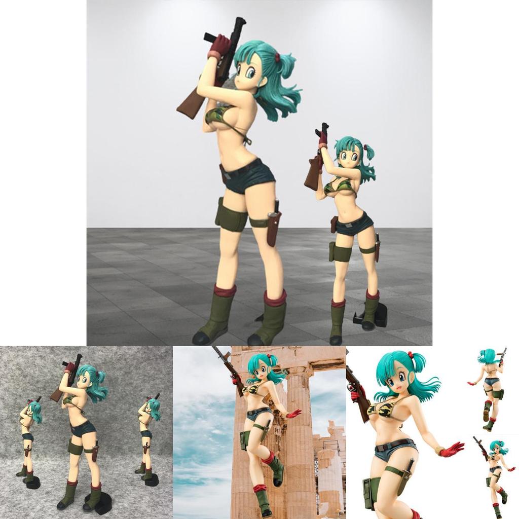Dragon Ball Girl Figure Pvc Material, Cartoon Anime Style, Bulma Military Uniform, Bikini