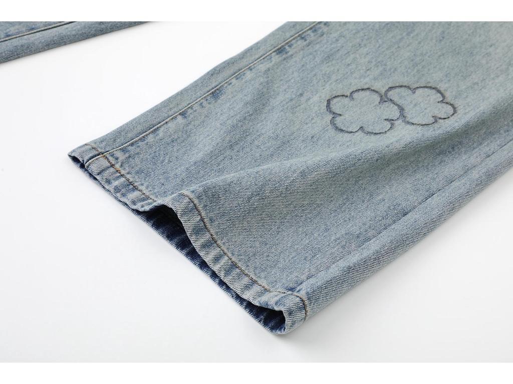 Spring 2026 Women's Floral Embroidered Straight-Leg Jeans
