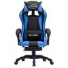 Gaming Chair with Footrest Blue and Black Faux Leather
