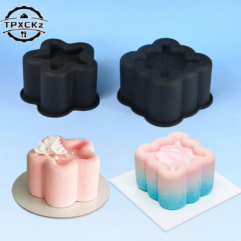 Heart Cylindrical Square Texture French Mousse Cake Mould Silicone Soap Mold Jelly Pudding Dessert Tools Kitchen Bakeware