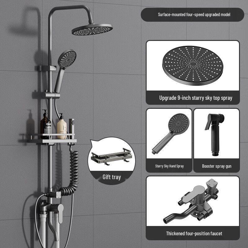 TLXT Черный душевой набор под давлением с распылителем