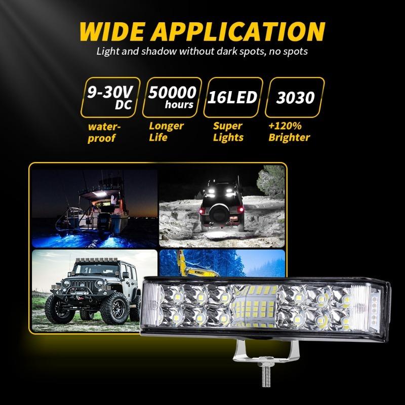 Car Led Work Light - Linear Three-sided Illumination White/red/blue Strobe Auxiliary Light 18w 1800lm 9-60V