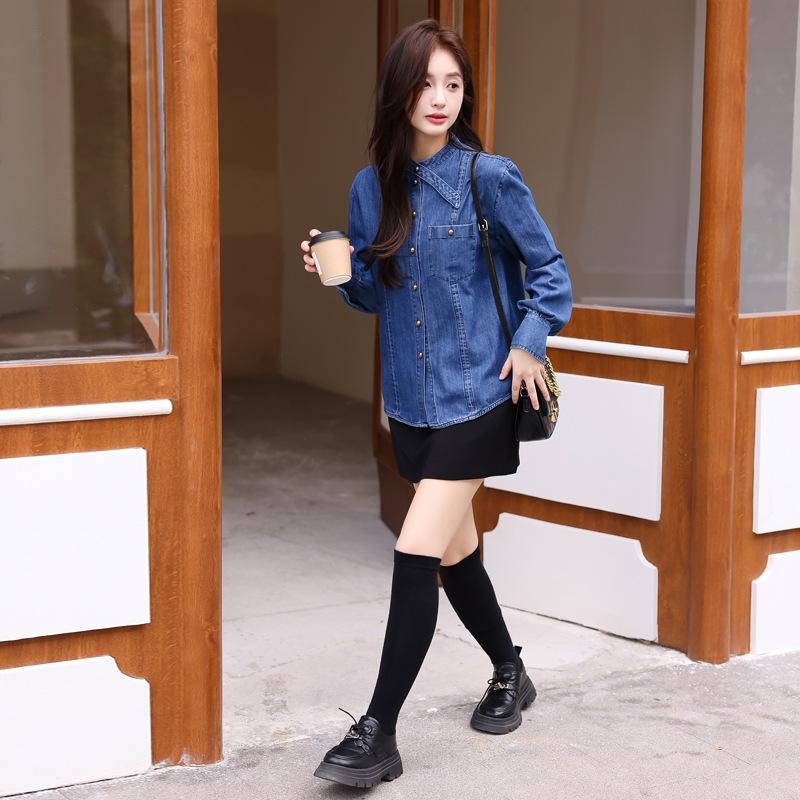 Women's denim shirt jacket women's 1116 new early autumn new Japanese and Korean long-sleeved versatile cardigan top