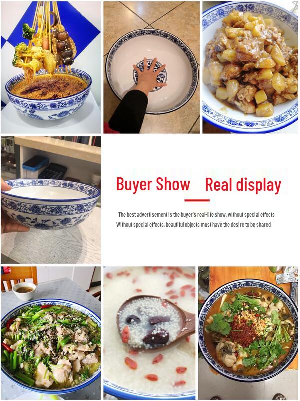 Zhebu Jingdezhen Blau-Weiß-Porzellan Konische Servierschüssel