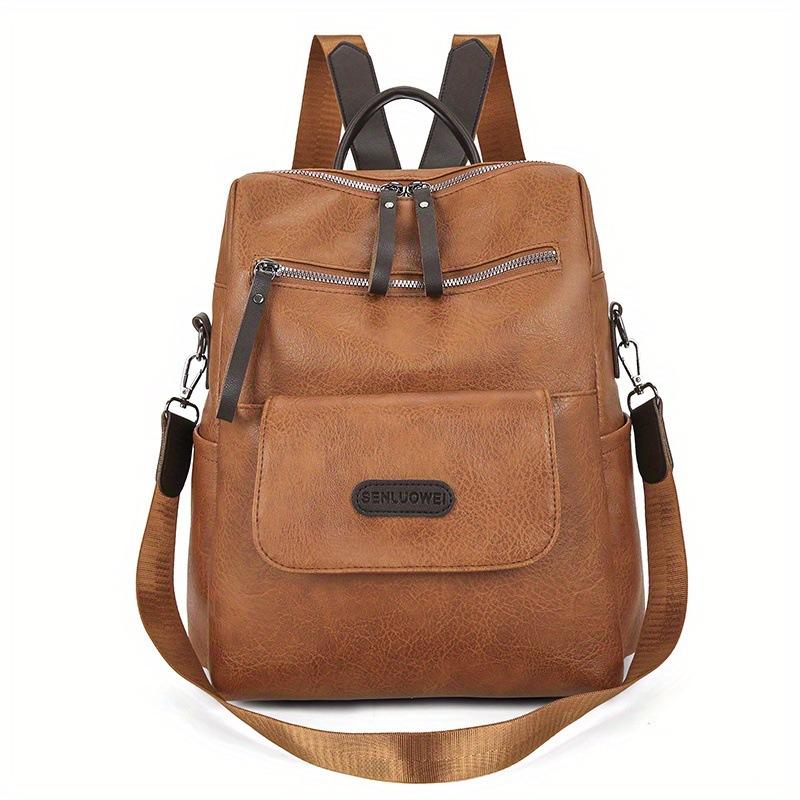 

Backpack PU soft leather textured women s bag new shoulder bag large capacity simple travel bag fashionable commuter bag светло-коричневого