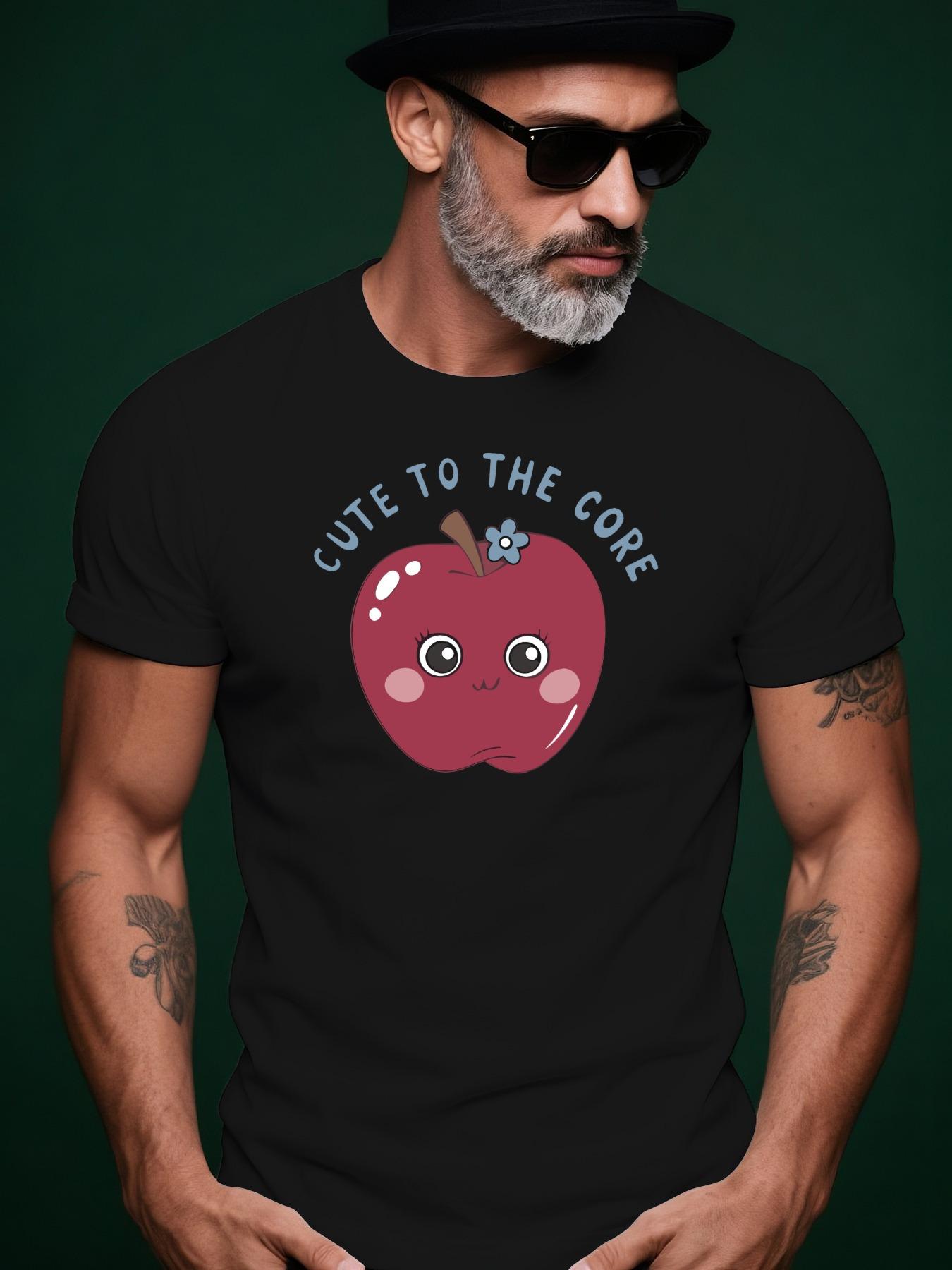 Apple and Cute to the Core Slogan Tshirt - Summer Short S... XXL