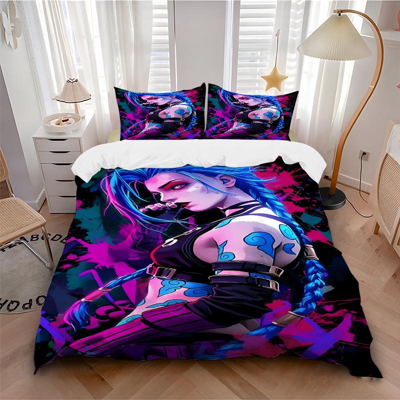 3pcs Jinx Home Decor Bedding Set-Universal Three-Piece Suit for Bedroom, Guest Room, Living Room, Hotel-Perfect Gift for Fans, Travelers, Da