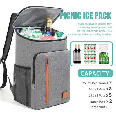 Grande bolsa térmica para piquenique, mochila para almoço, bolsa térmica, tecido Oxford, refrigerador retangular para viagem, cerveja, com forro PEVA