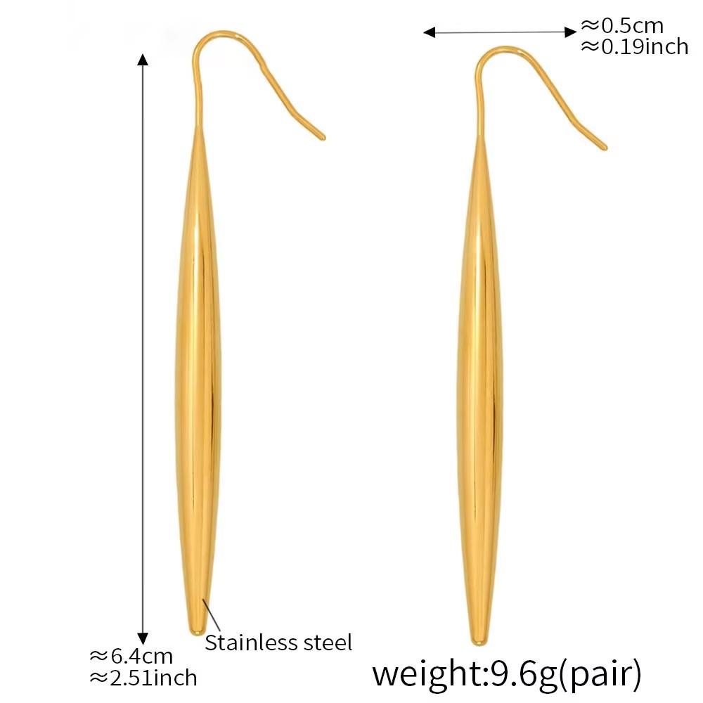 Fenny High End PVD 18K Gold Plated No Fade Fashion Long Tassel Simple Waterdrop Hoop Earring Stainless Steel Jewelry